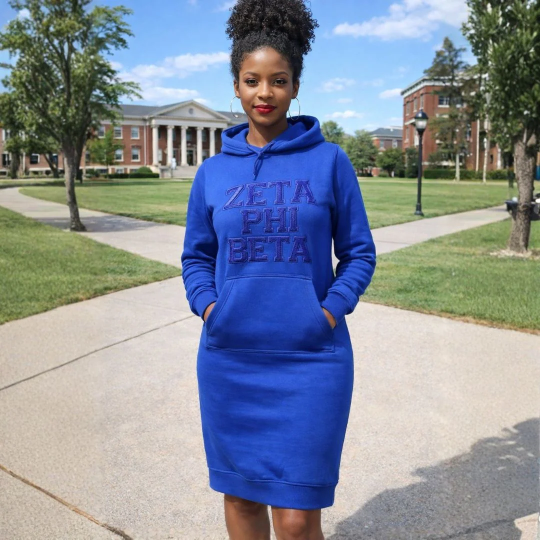 Blue Sweatshirt Dress w/ Zeta Phi Beta in Chenille - Image 2