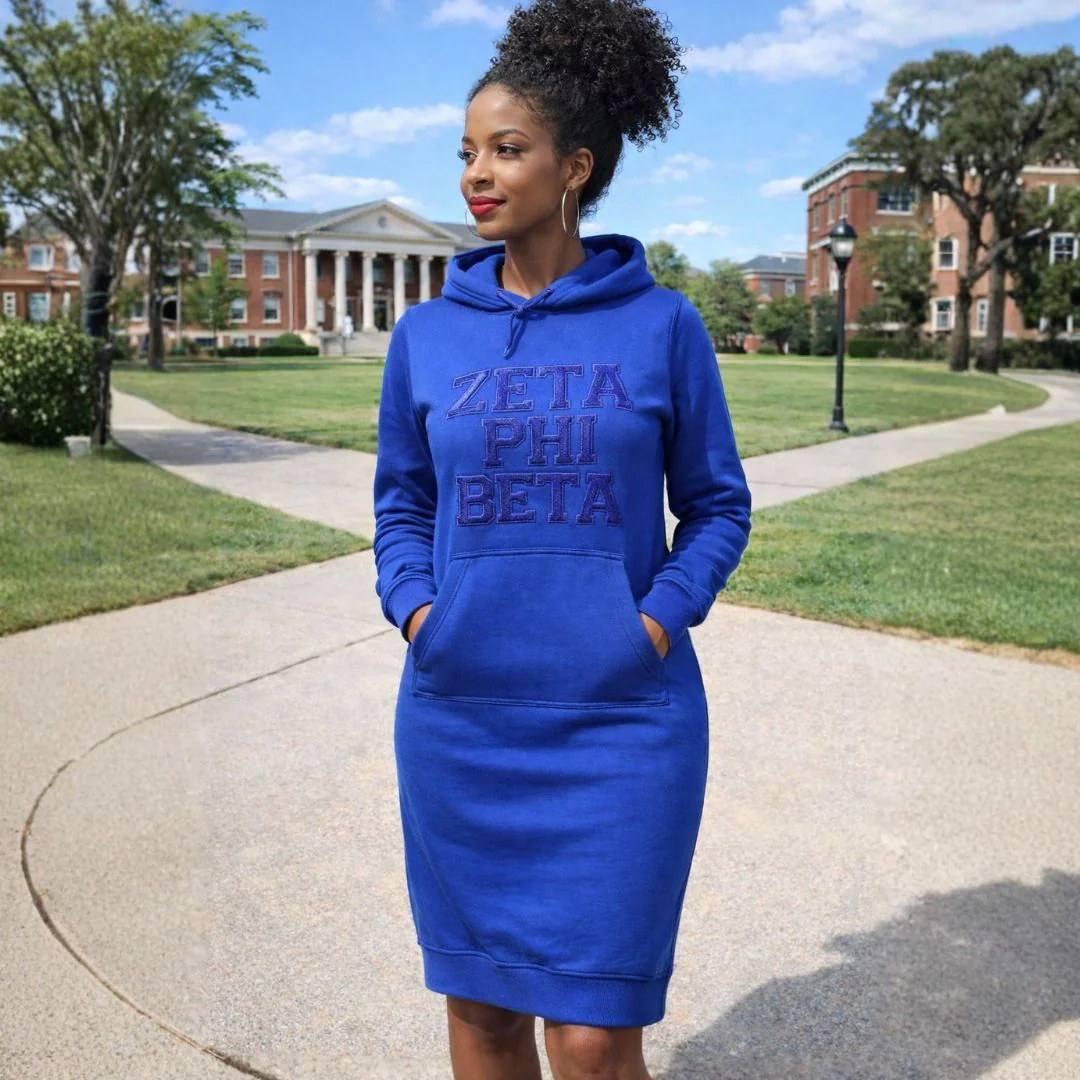 Blue Sweatshirt Dress w/ Zeta Phi Beta in Chenille - Image 3