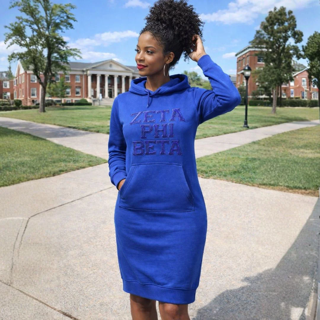 Blue Sweatshirt Dress w/ Zeta Phi Beta in Chenille - Image 4