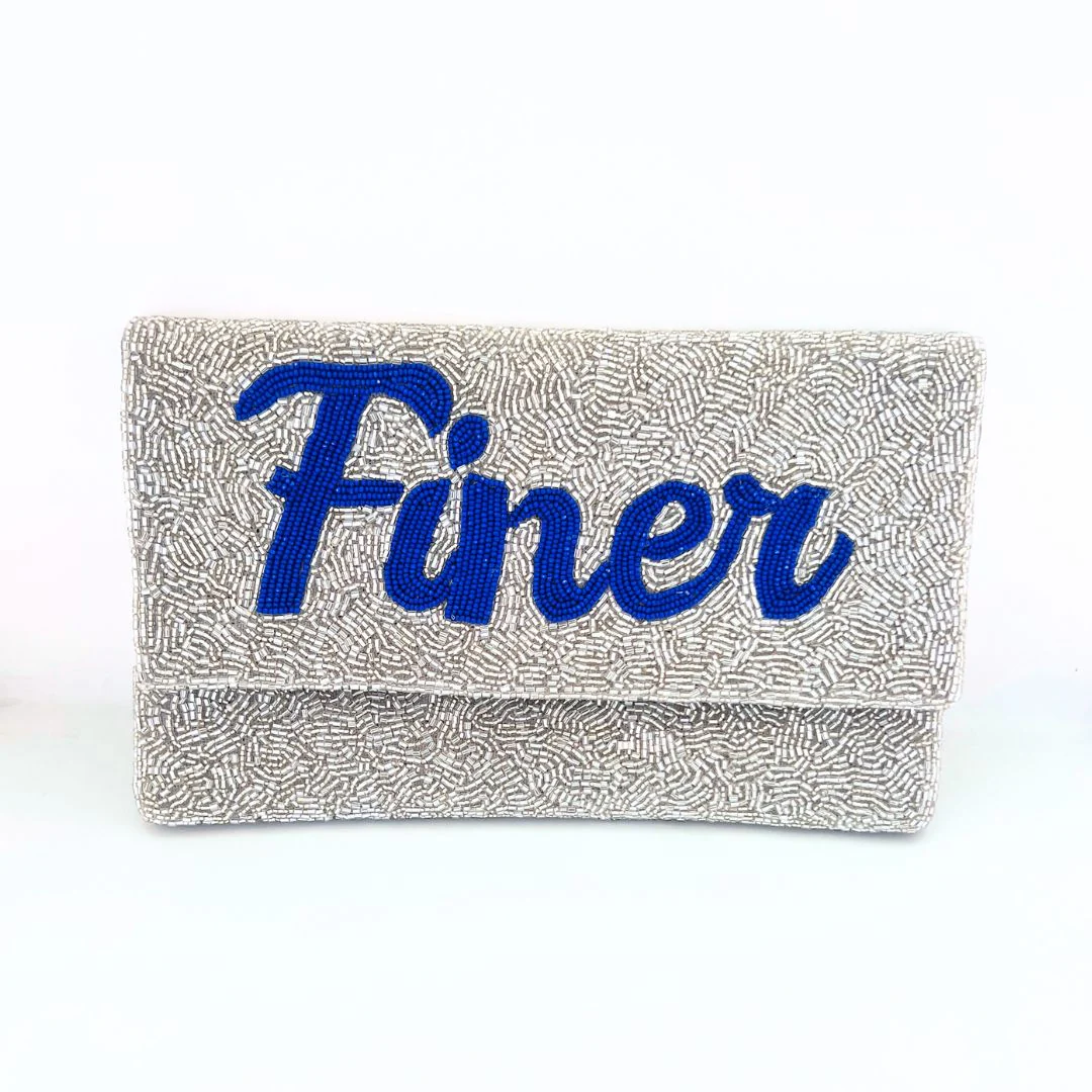 “Finer” Beaded Silver Clutch - Image 4