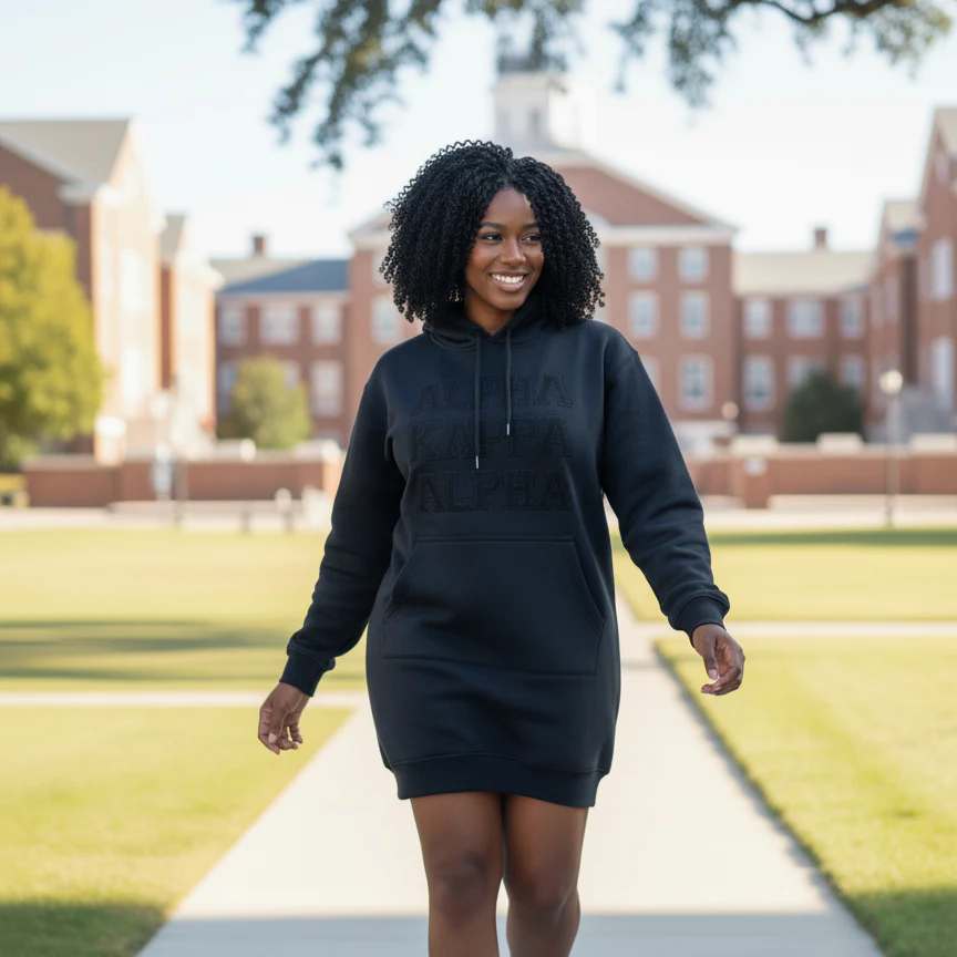 Sweatshirt Dress w/ Alpha Kappa Alpha Letters in Chenille - Image 3